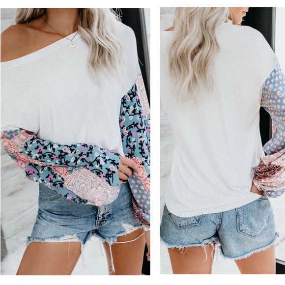 Tops - 🔥BOHO BLOSSOM🔥Contrast Swiss Dot Knit Top S/M/L/XL NWT